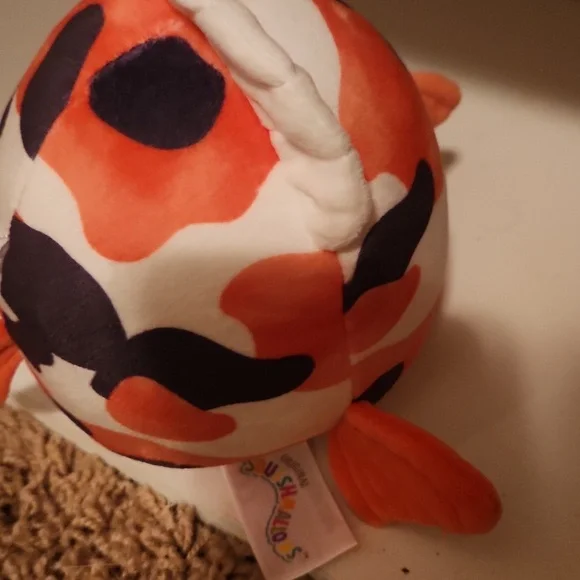 Squishmellow Cute Small Orange and White Koi Fish Plush Toy - Picture 2 of 7